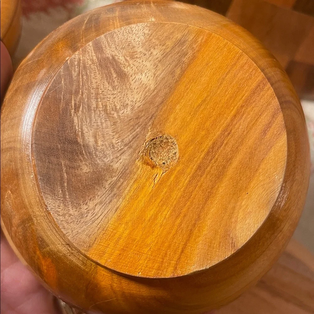 Wooden Checkered Handmade Salad Bowl 5 Piece Set